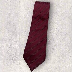 CANALI Silk Tie ITALY XL Burgundy Striped W:3.7" EUC